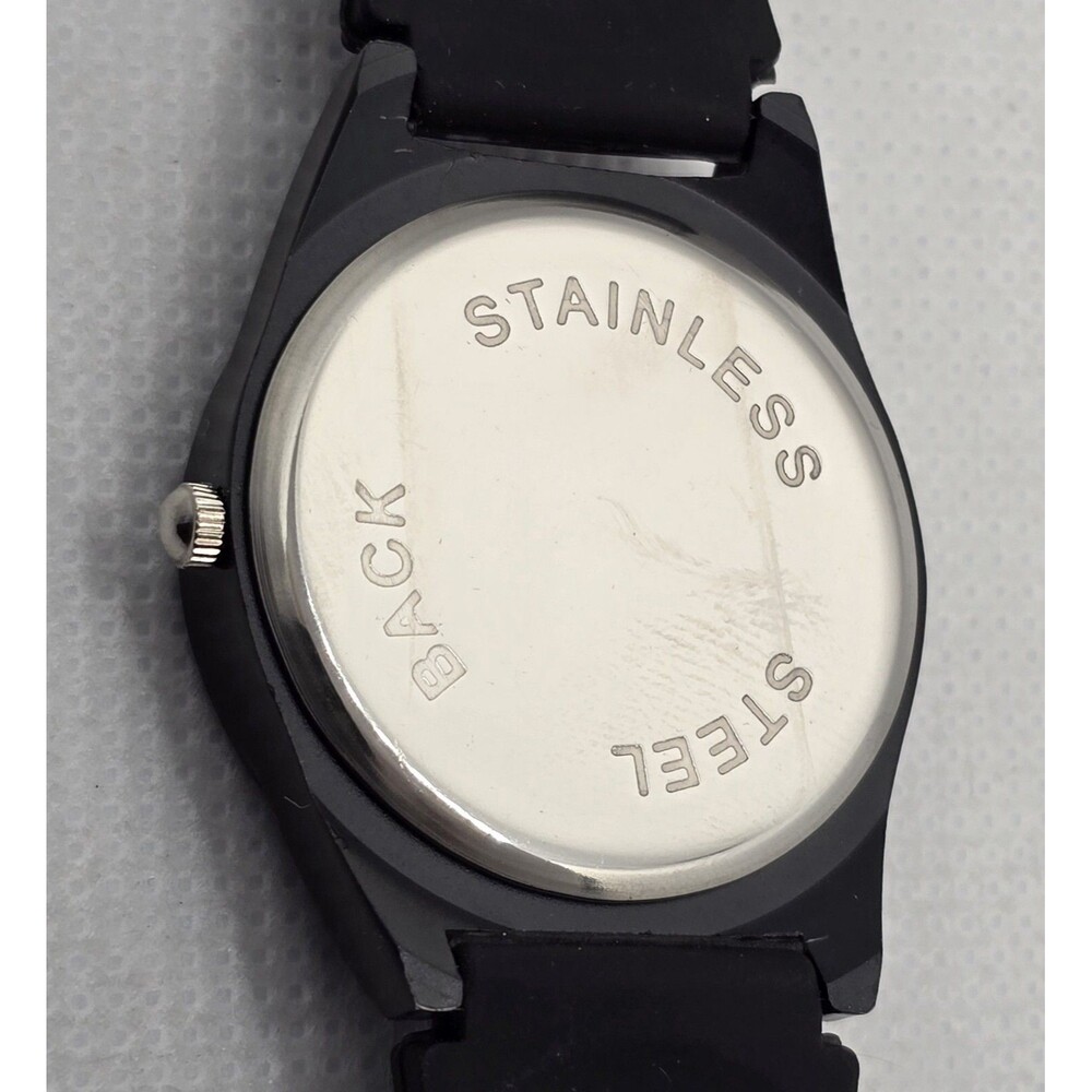 Unisex Quartz Round White Dial Large Numbers Black Silicone Strap Watch 04 - Picture 9 of 9